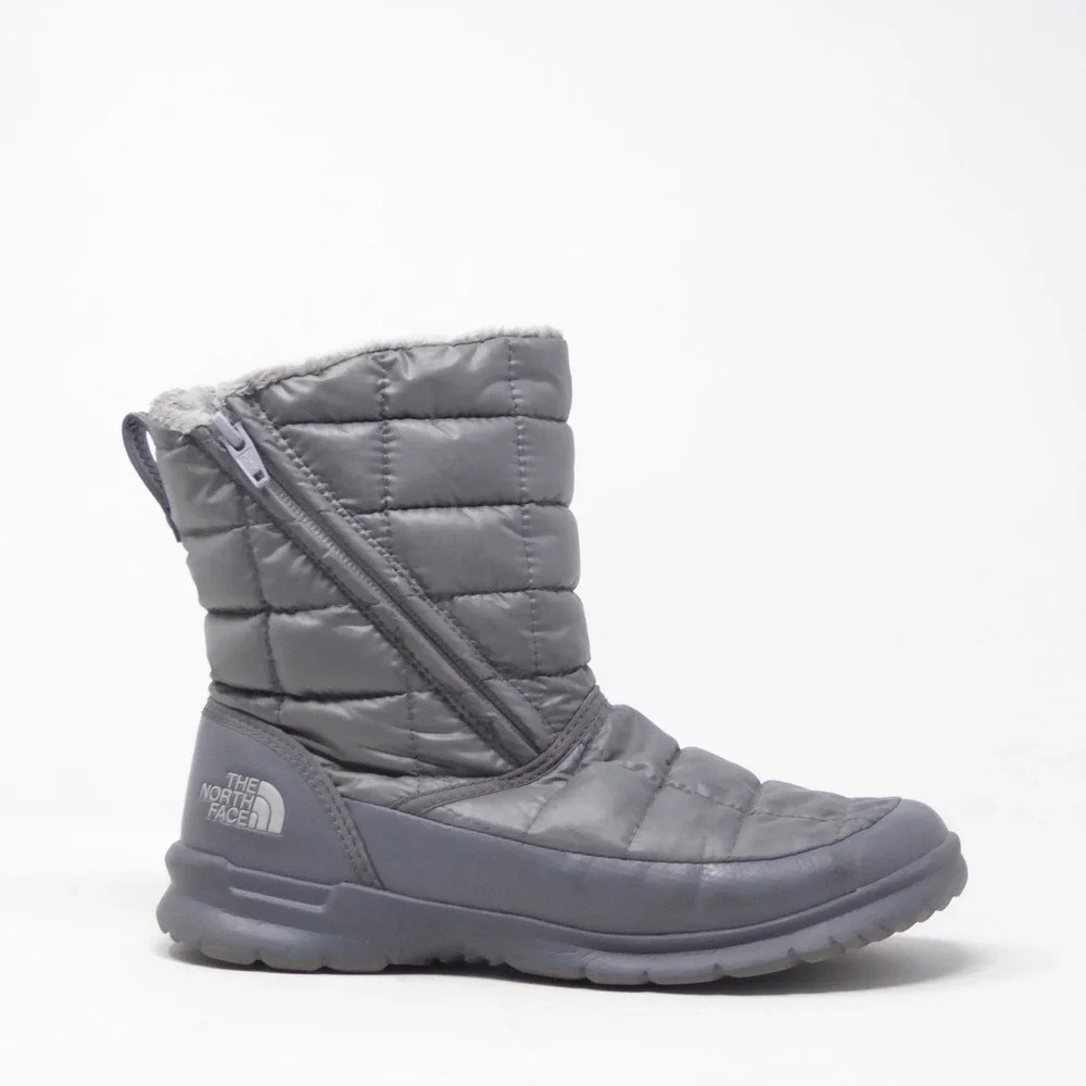 The North Face Womens Thermoball Boots Grey Quilted Faux Fur Lined Size 7